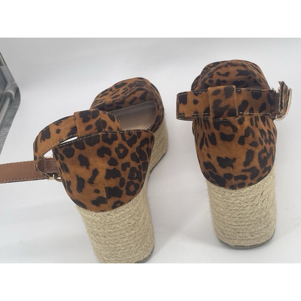 JustFab Leopard Print Espadrille Wedge Sandals Women’s Size 8 - Picture 4 of 7